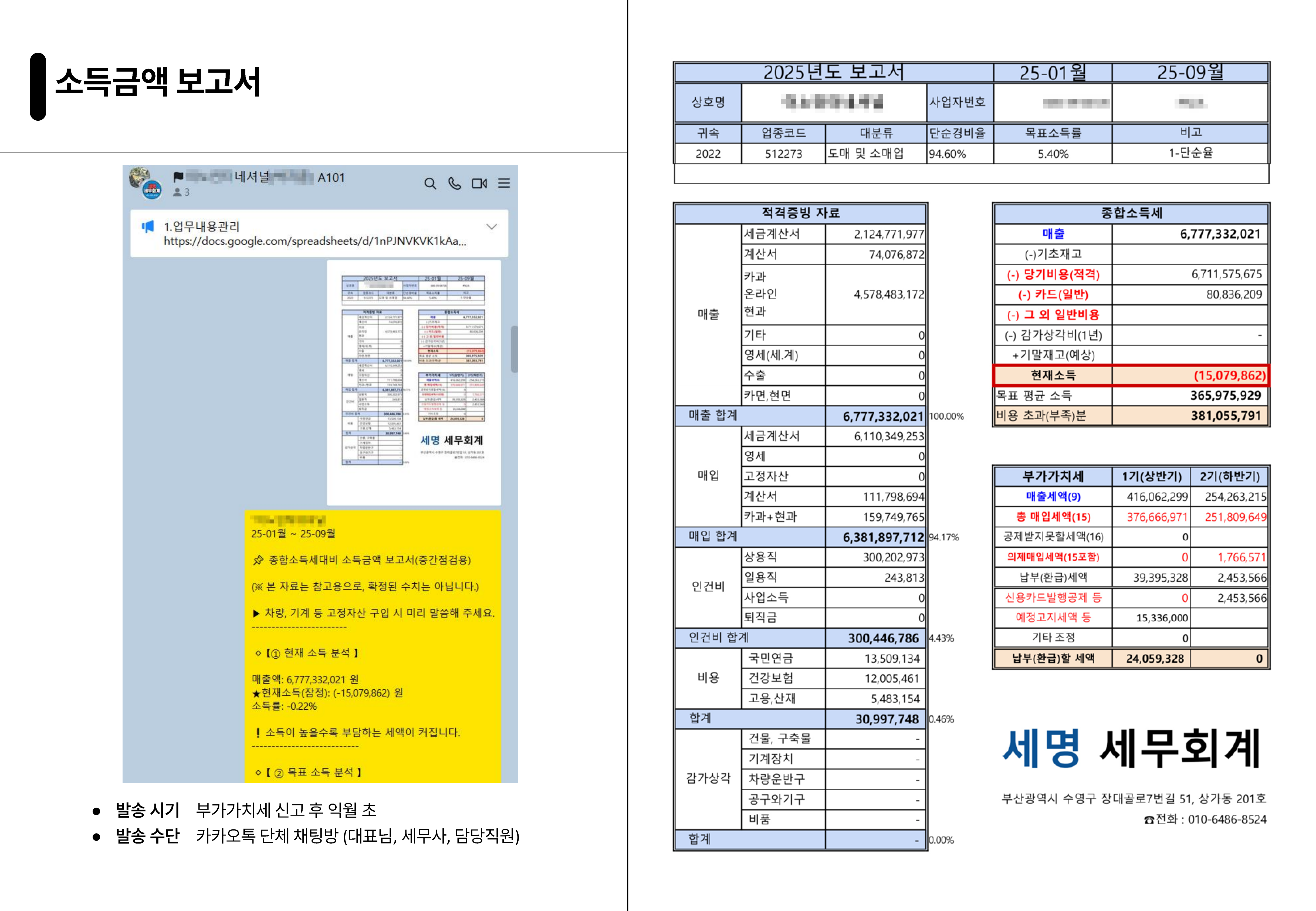 예상 소득금액 보고서 예시